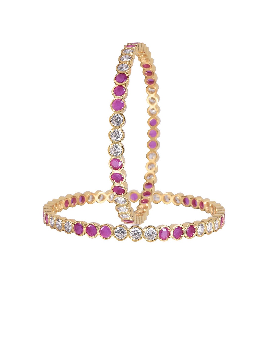 

RATNAVALI JEWELS Set Of 2 Gold-Plated AD-Studded Bangle