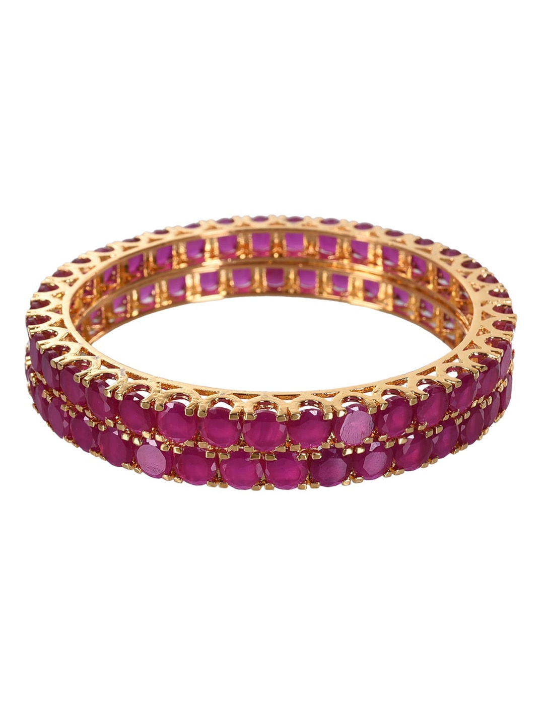 

RATNAVALI JEWELS Set Of 2 Gold-Plated AD-Studded Bangles, Pink