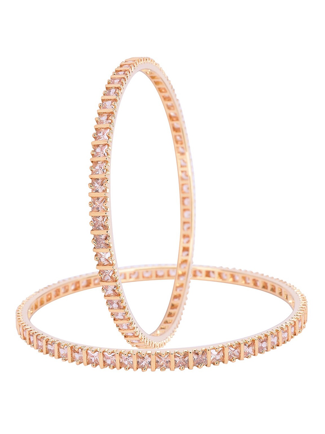 

RATNAVALI JEWELS Set Of 2 Gold-Plated American Diamond-Studded Bangles