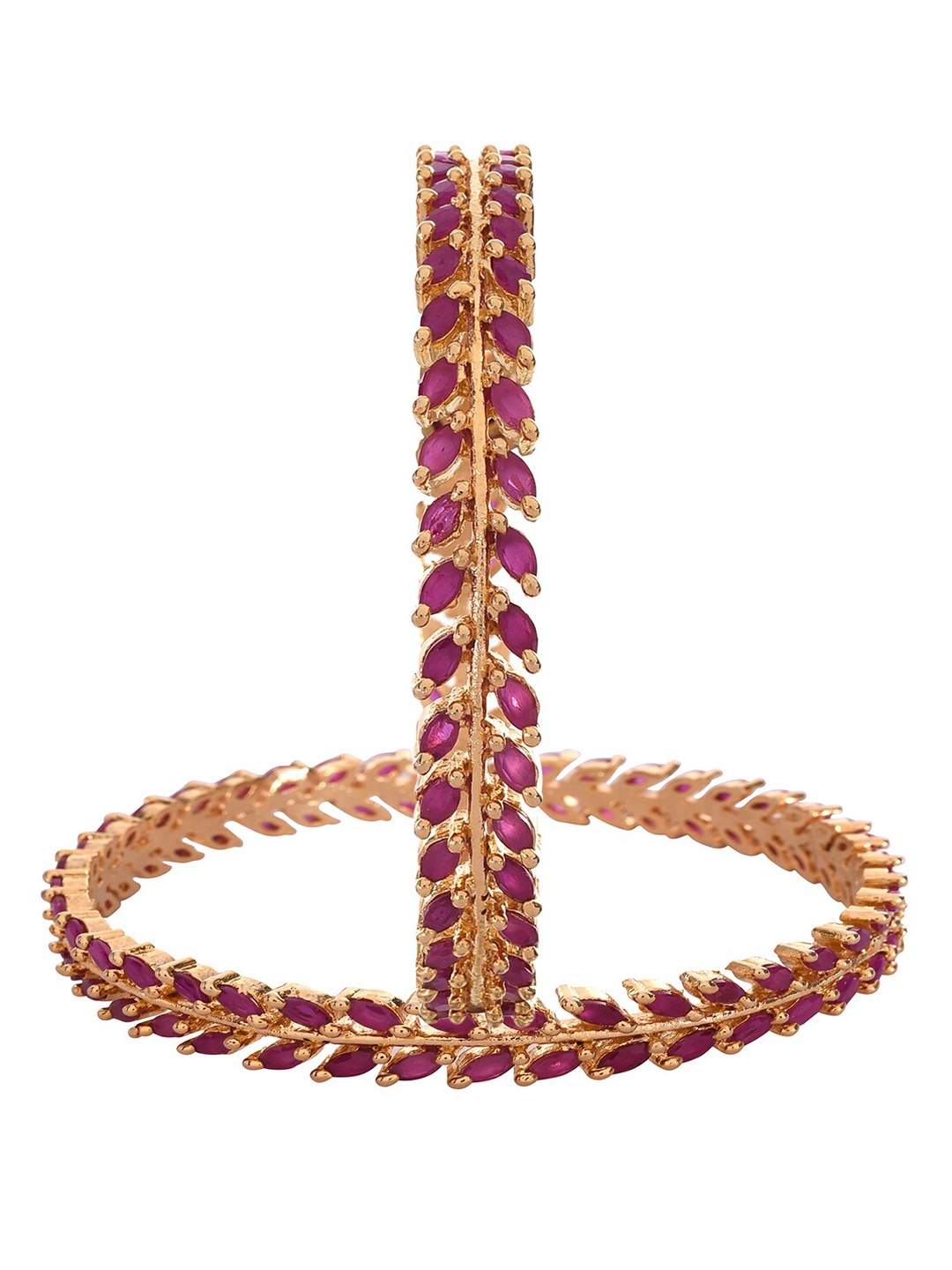 

RATNAVALI JEWELS Set Of 2 Gold-Plated American Diamond Studded Bangles