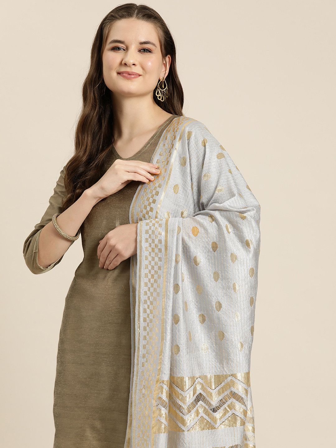 

HERE&NOW Woven Design Dupatta, Grey