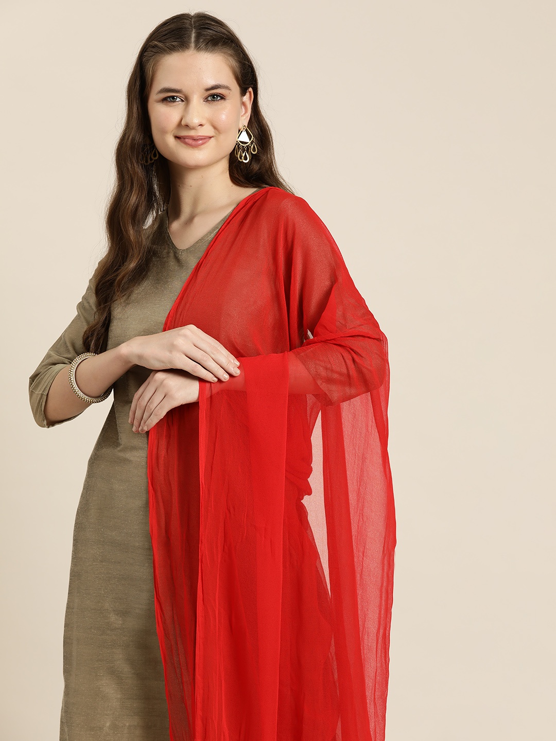 

HERE&NOW Solid Dupatta, Red