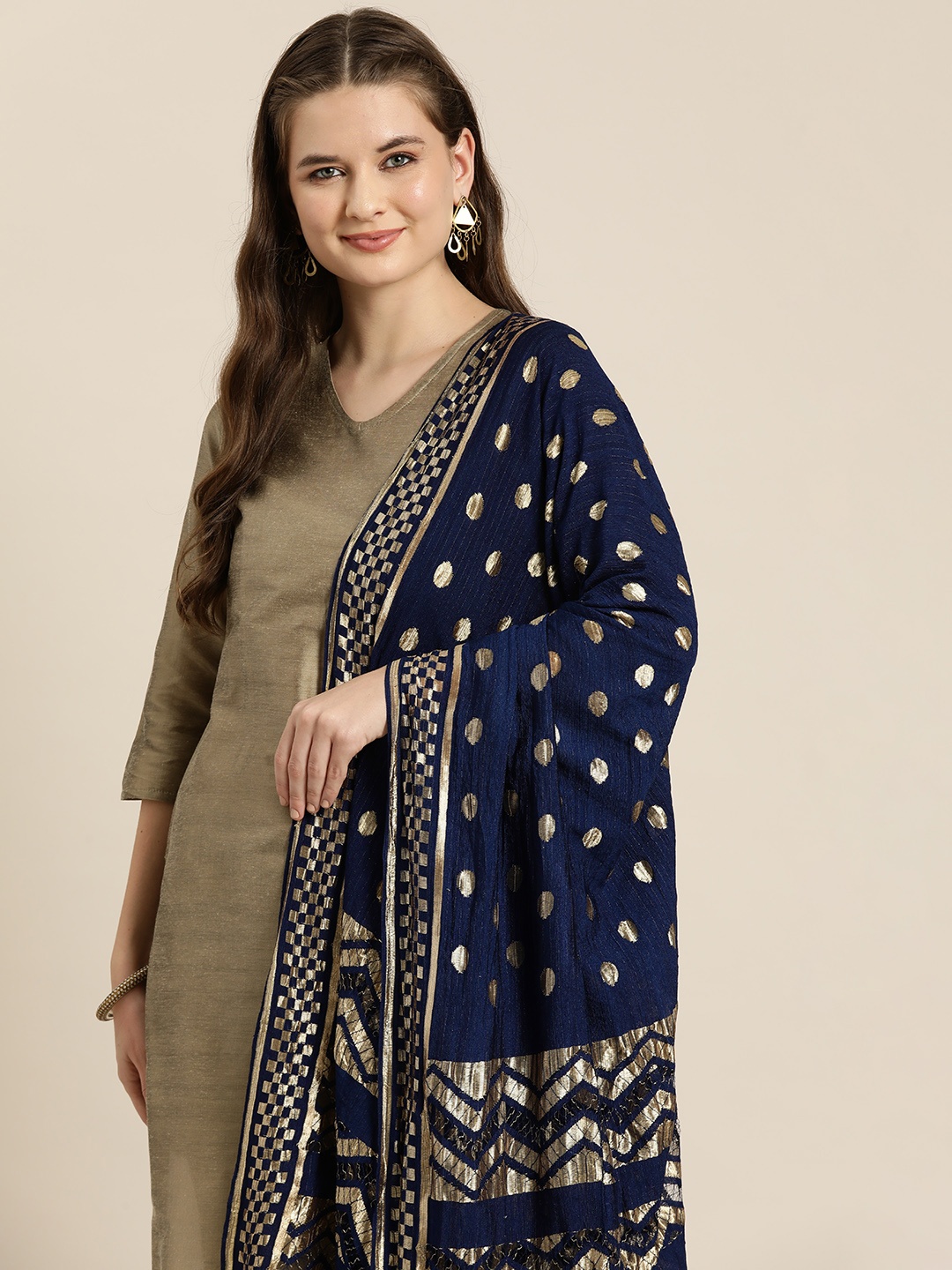 

HERE&NOW Woven Design Dupatta, Navy blue