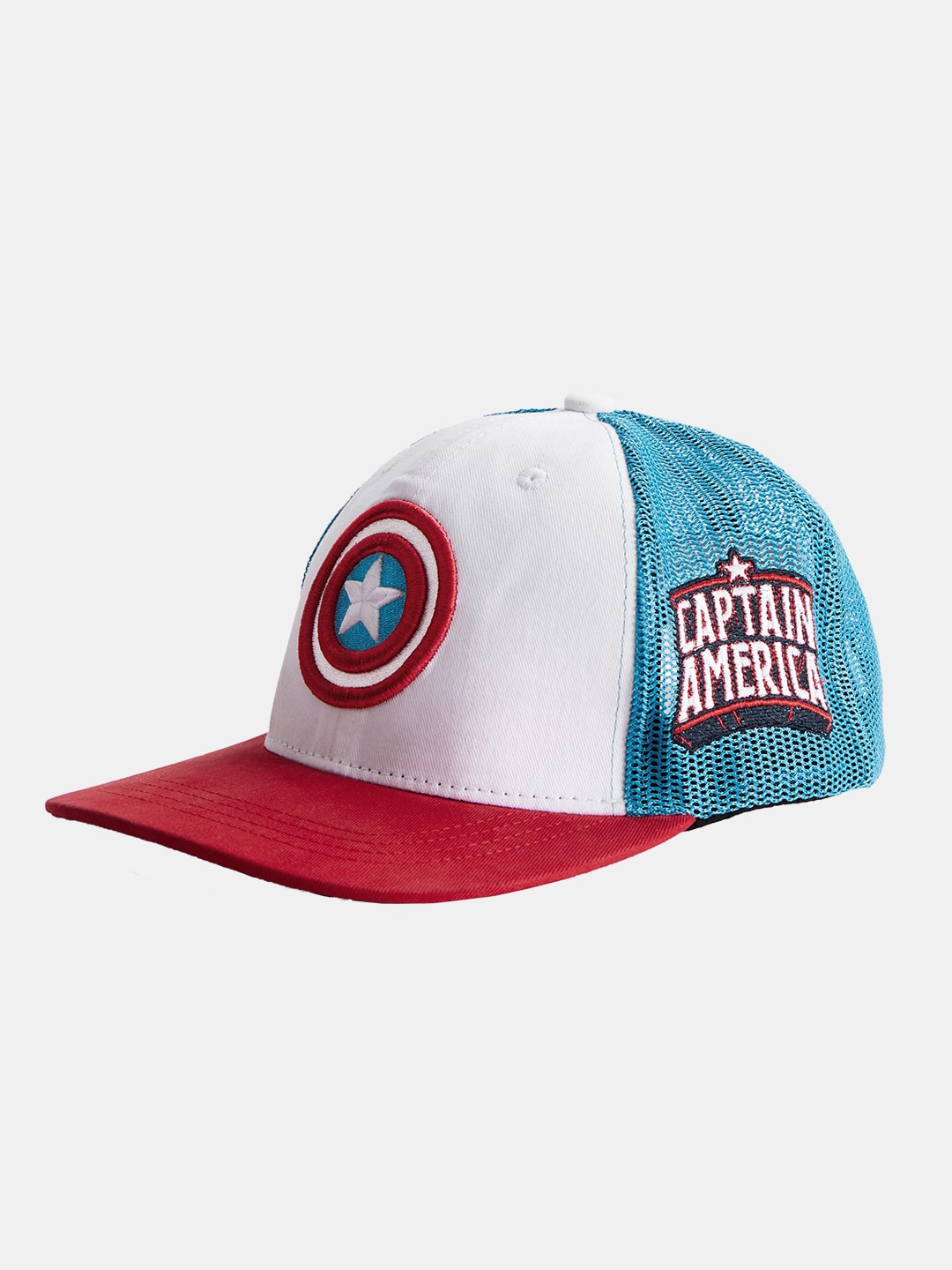 

The Souled Store Men Printed Captain America Pure Cotton Snapback Cap, White