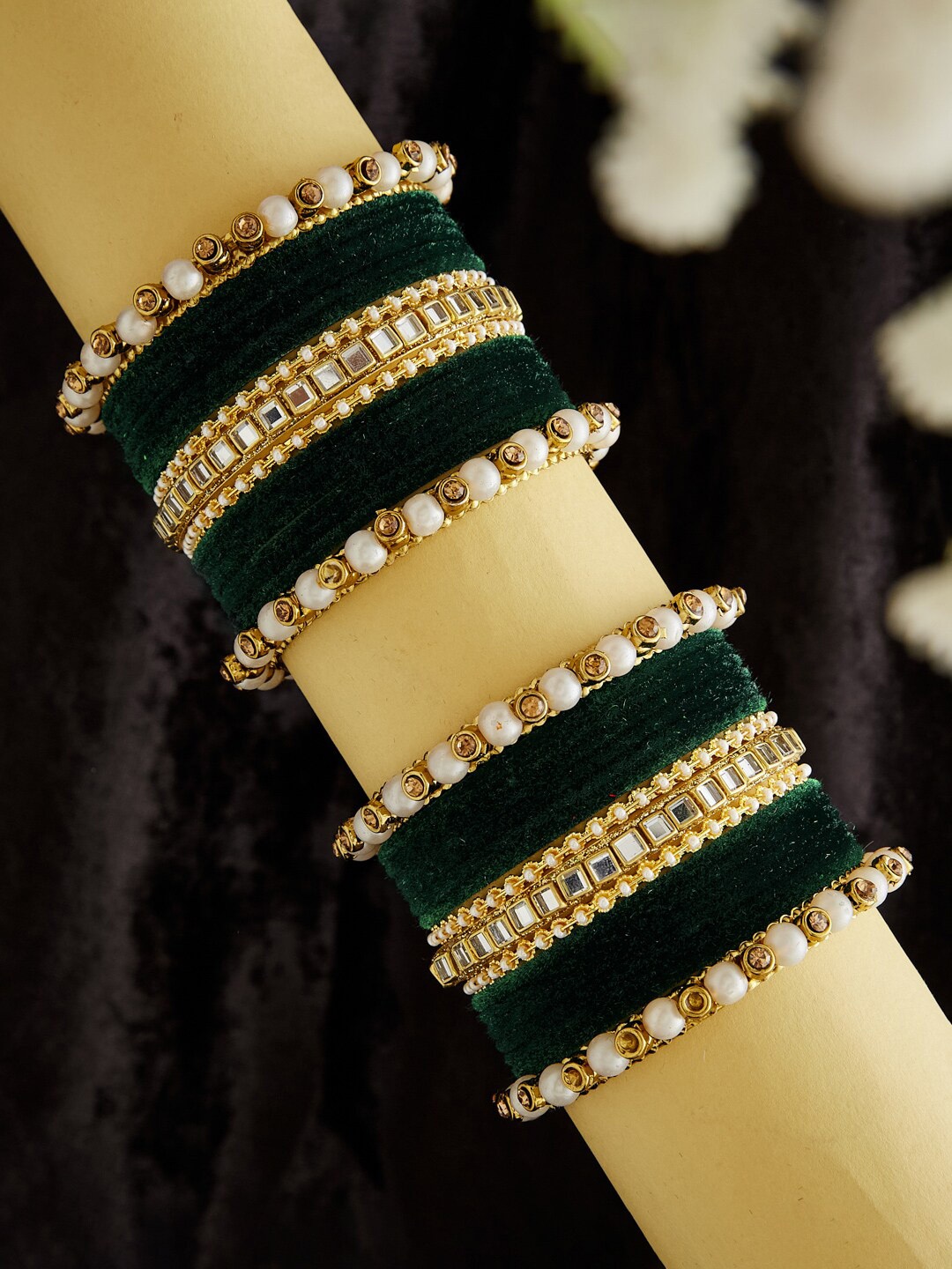 

ATIBELLE Set Of 34 Gold-Plated Kundan-Studded Bangles