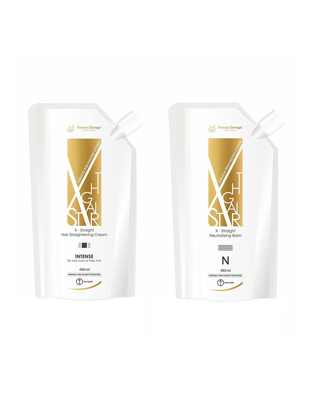 

Beauty Garage Set Of 2 Hair Straightening Kit Cream & Neutralizer - 480 ml Each, White