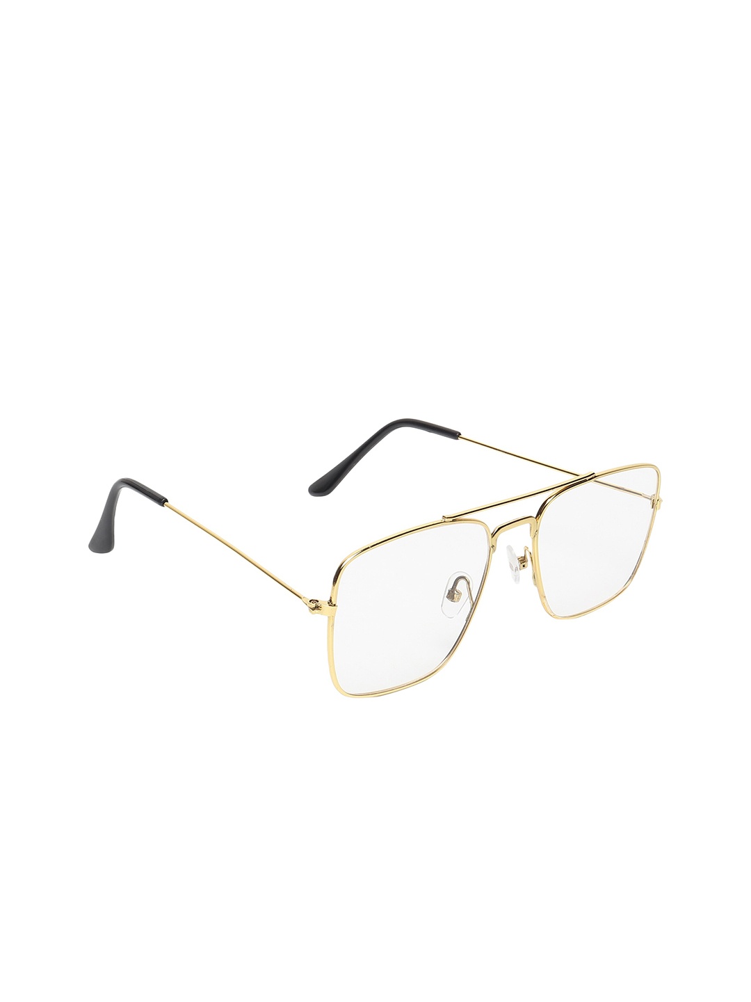 

CRIBA Unisex Clear Lens & Square Sunglasses With UV Protected Lens, Gold