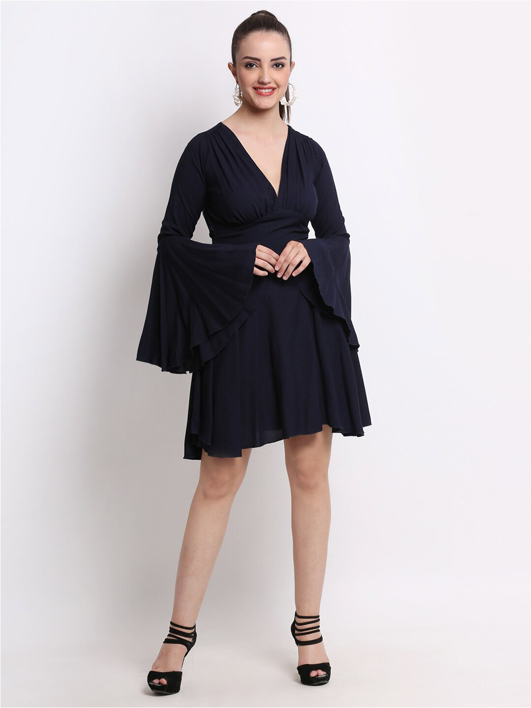 

HERE&NOW Bell Sleeve Dress, Navy blue