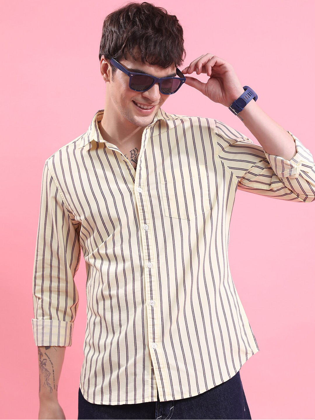 

KETCH Slim Fit Striped Casual Shirt, Yellow