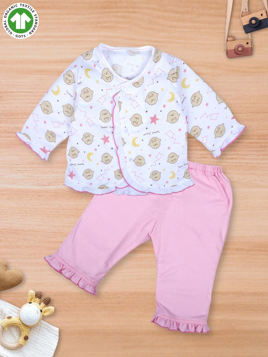 

Baby Moo Infants Conversational Printed Shirt With Pyjama, White