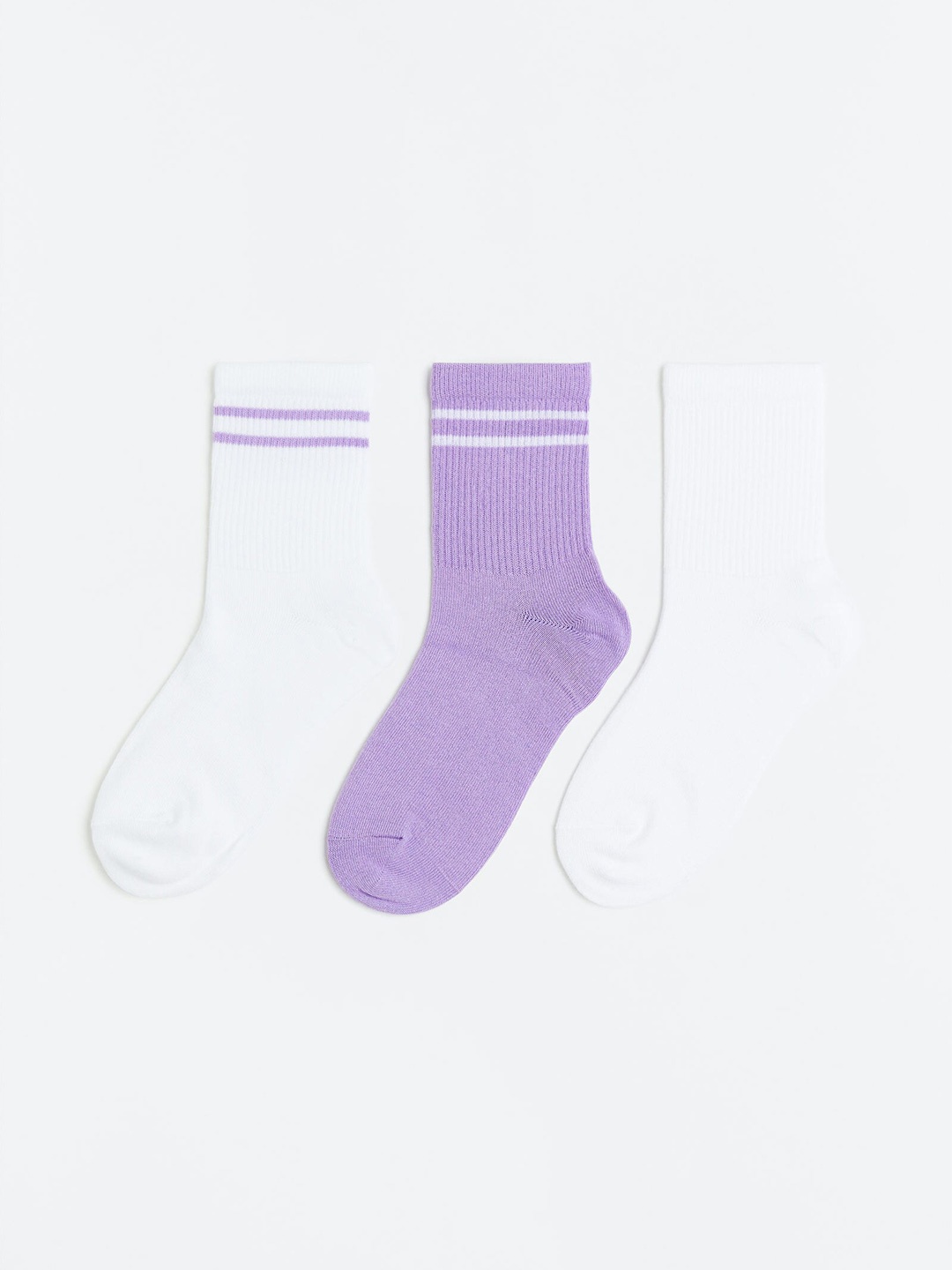 

H&M Girls 3-Pack DryMove Sports Socks, Purple