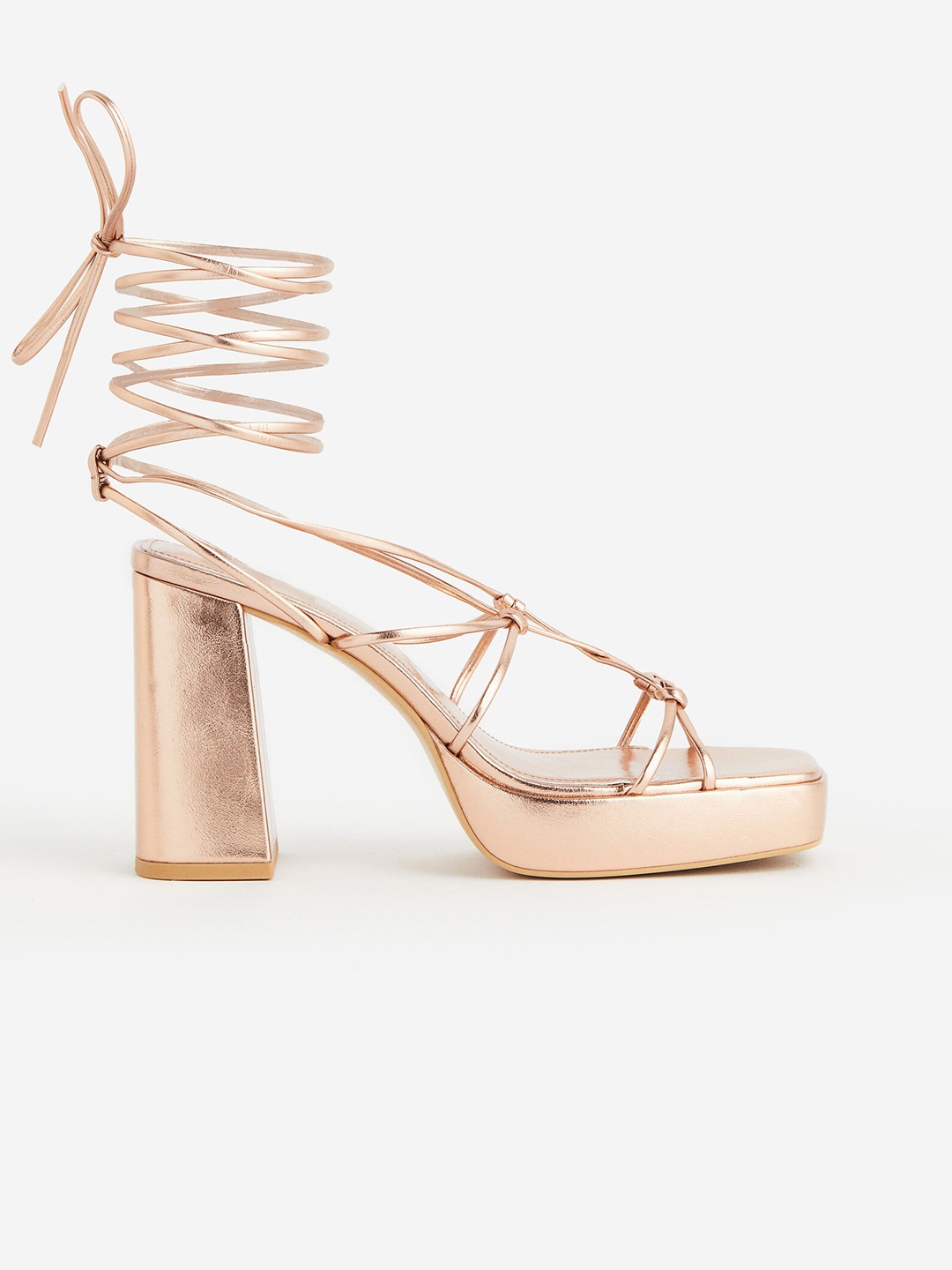

H&M Block-Heeled Platform Heels, Gold