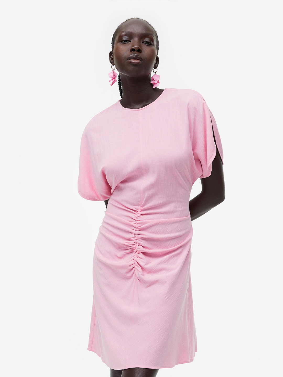 

H&M Slit-Sleeved Dress, Pink