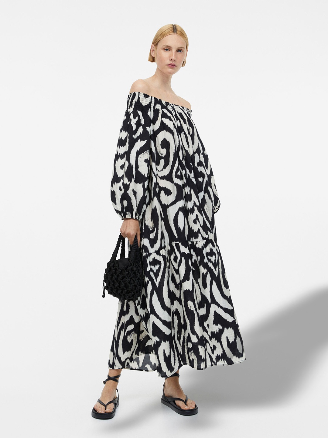 

H&M Oversized Off-The-Shoulder Dress, Black