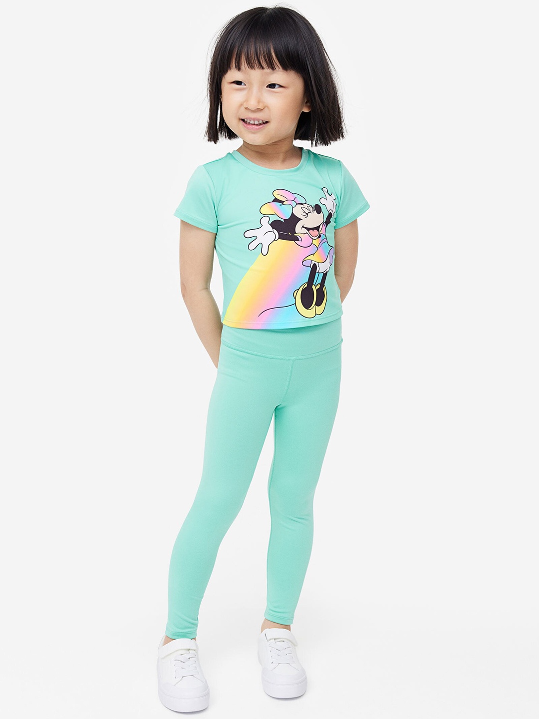 

H&M Girls 2-Piece Minnie Mouse Printed Sports Set, Sea green