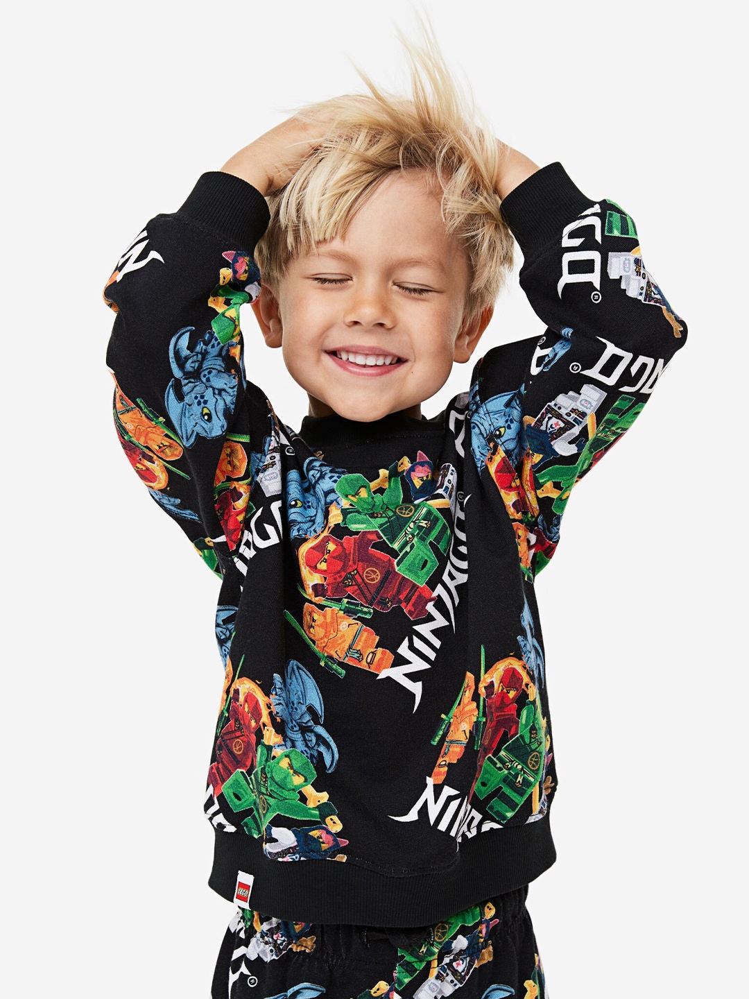 

H&M Boys Ninjago Printed Pure Cotton Sweatshirt, Black