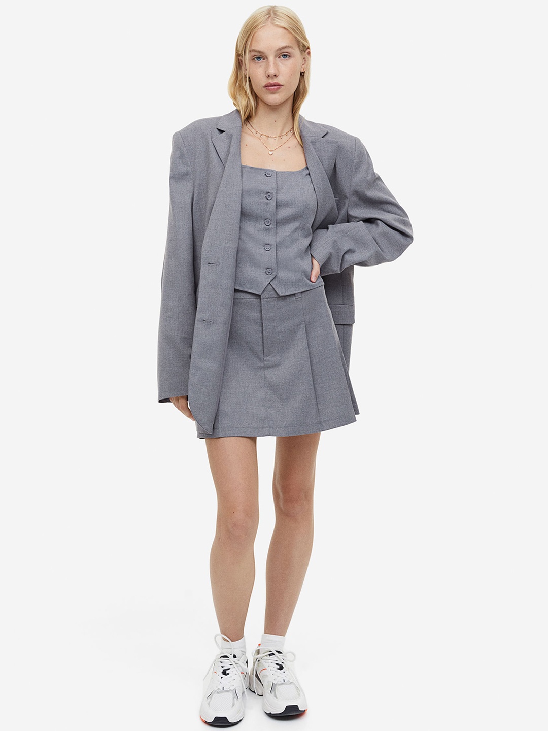

H&M Pleated A-Line Skirt, Grey