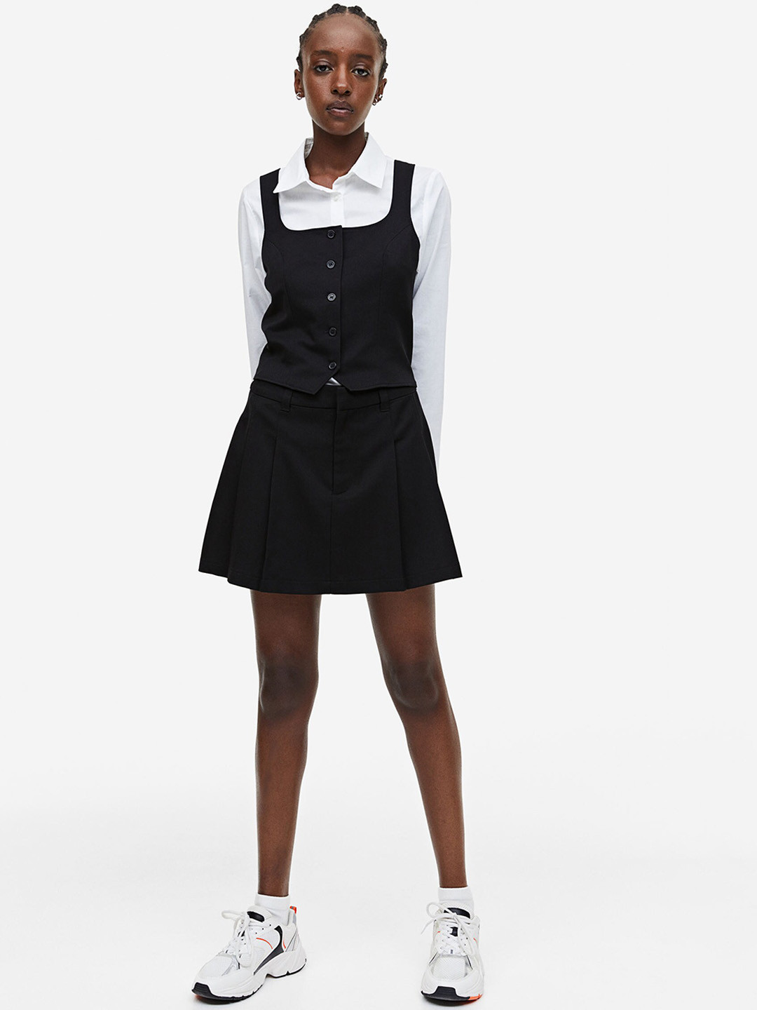 

H&M Pleated A-Line Skirt, Black