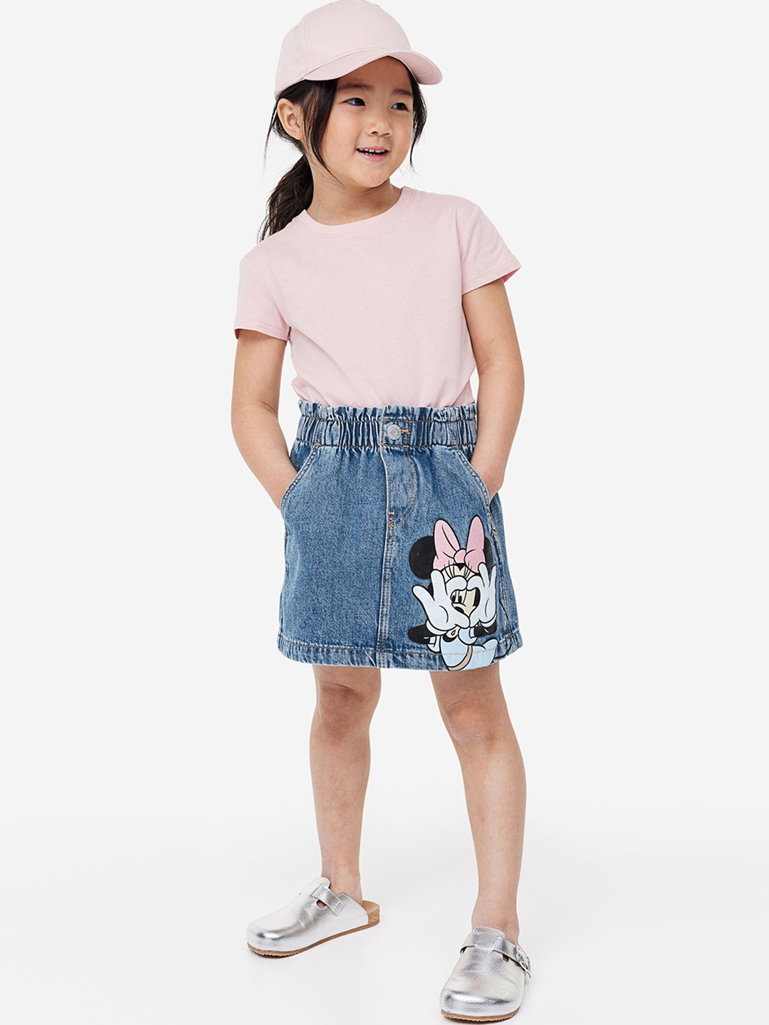 

H&M Girls Minnie Mouse Pure Cotton A-Line Denim Skirt, Blue