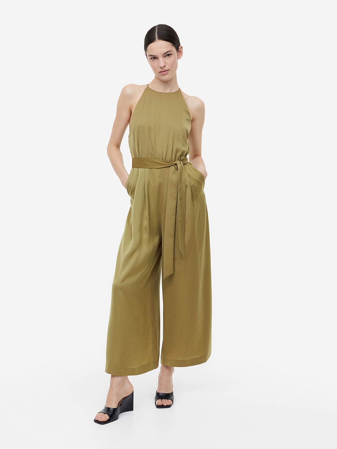 

H&M Satin Jumpsuit, Olive