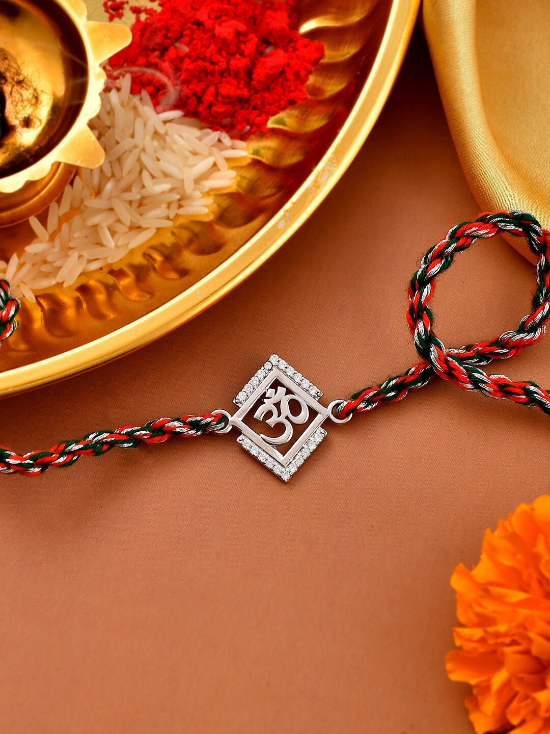 

Studio Voylla Men 925 Sterling Silver Om Charm Rakhi