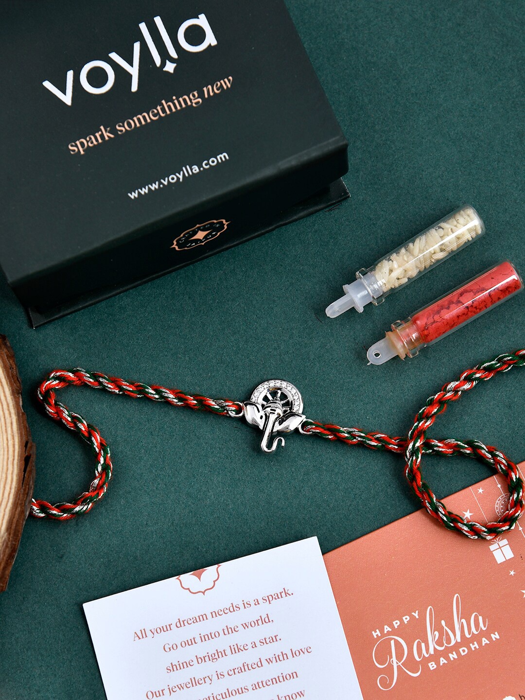 

Studio Voylla Silver-Plated 925 Sterling Silver Ganesha Charm Tie-Up Rakhi