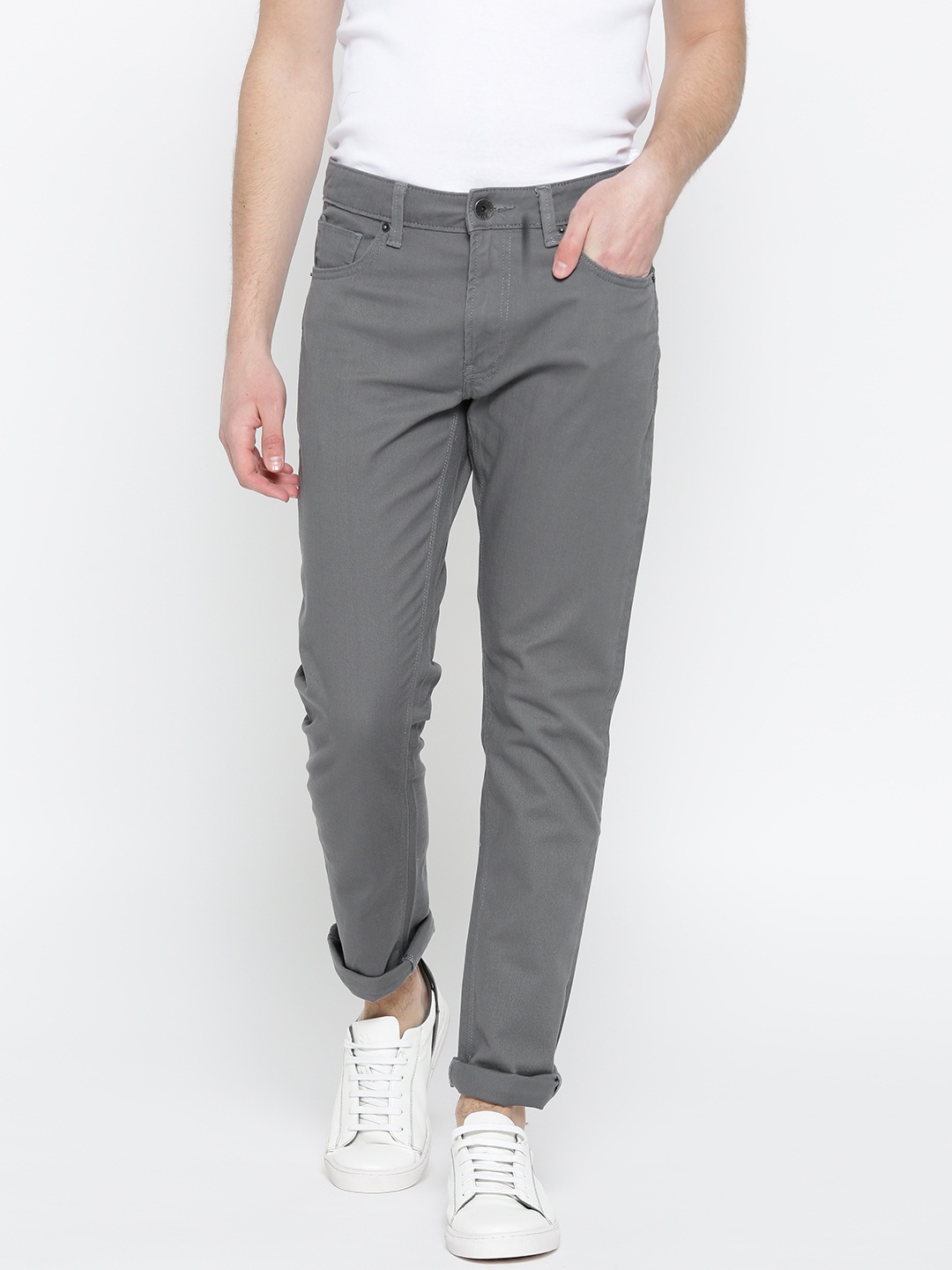 

United Colors of Benetton Men Grey Skinny Fit Mid-Rise Stretchable Jeans