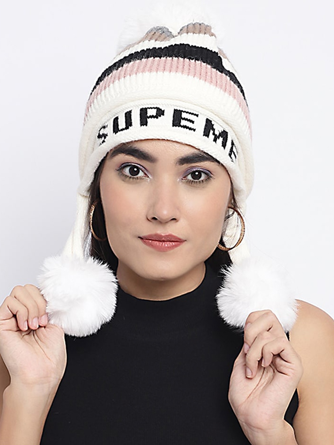 

ELLIS Self Design Acrylic Beanie, White