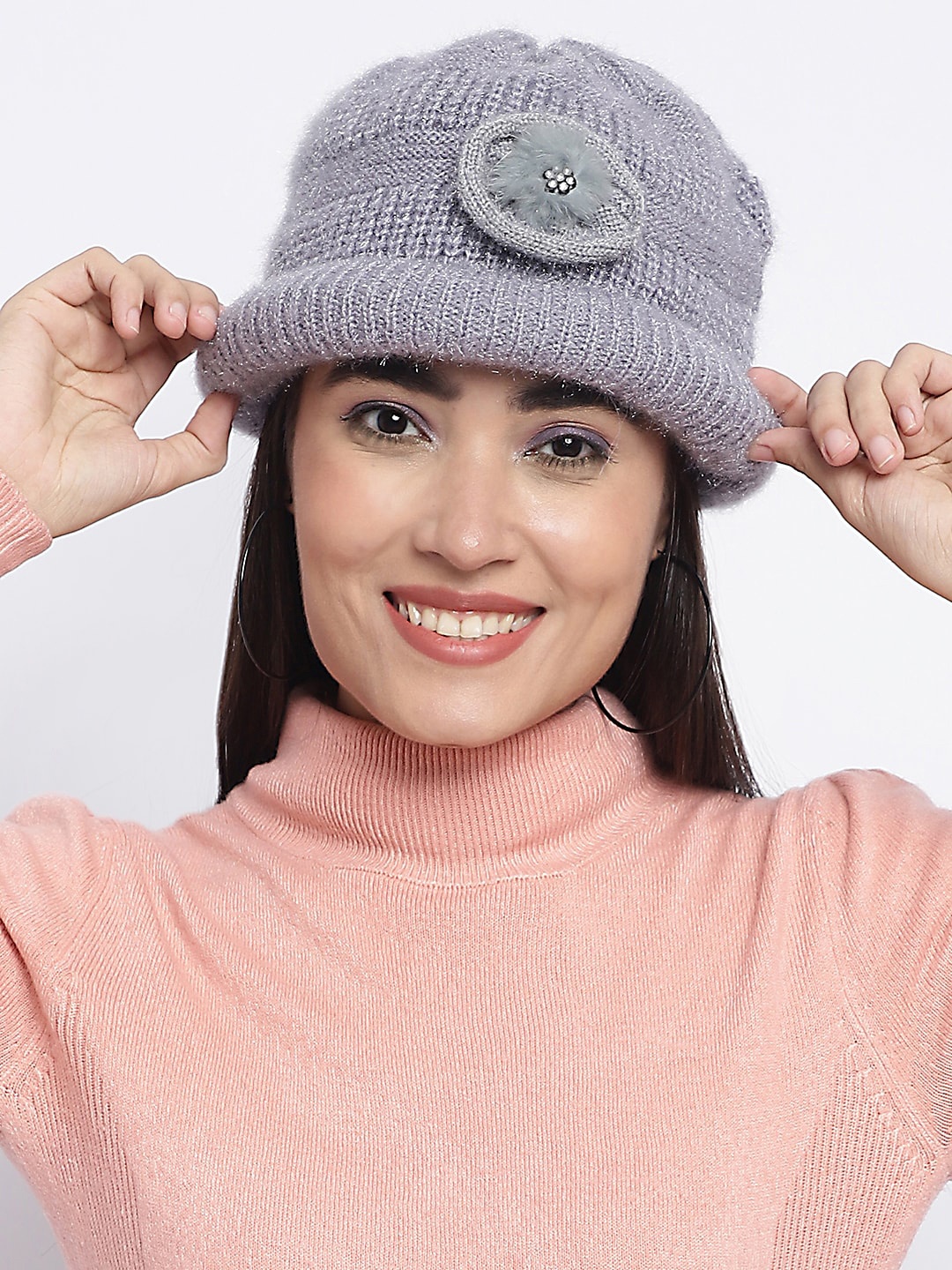 

ELLIS Self Design Acrylic Beanie, Grey