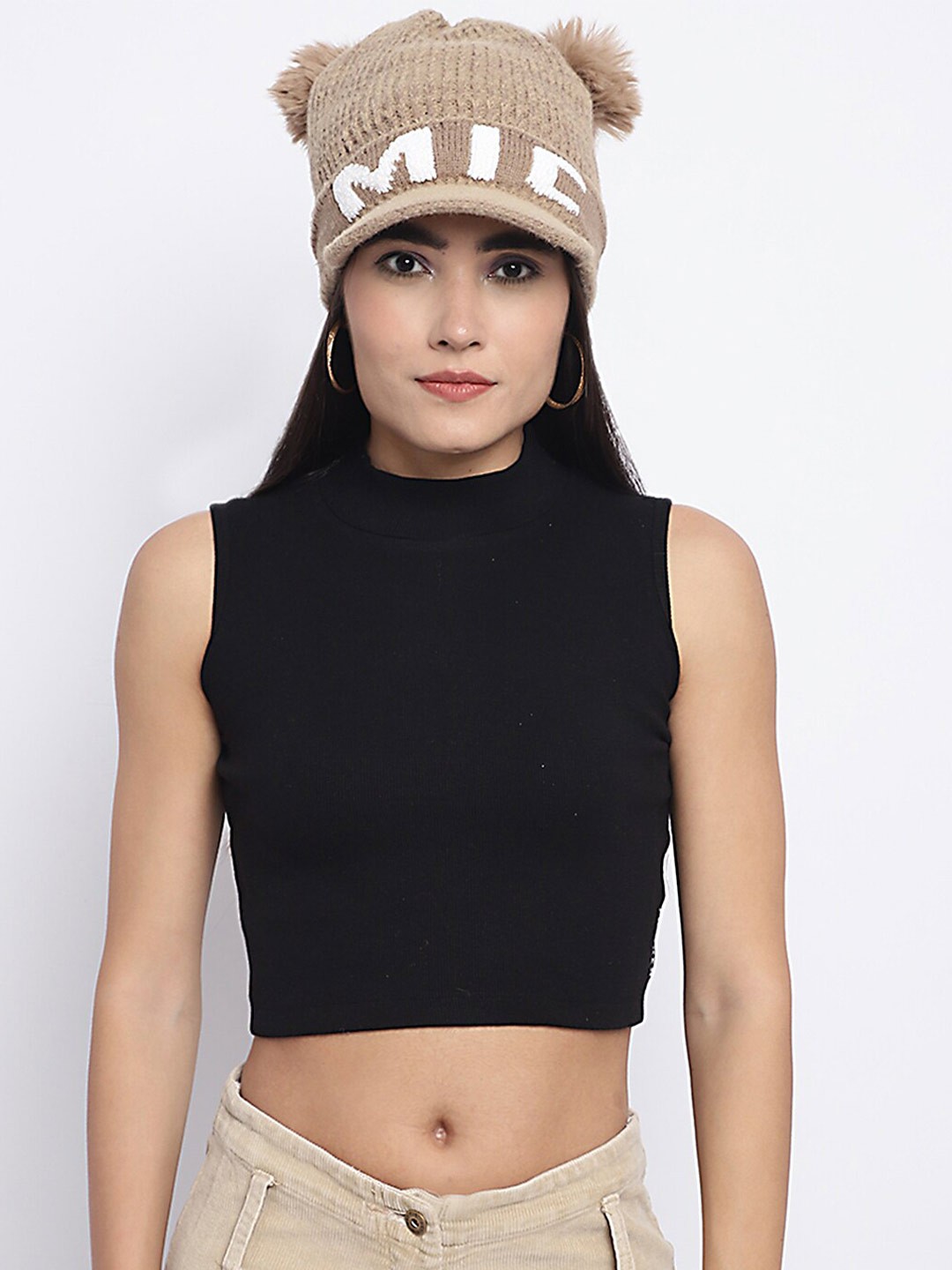 

ELLIS Self Design Acrylic Beanie, Brown