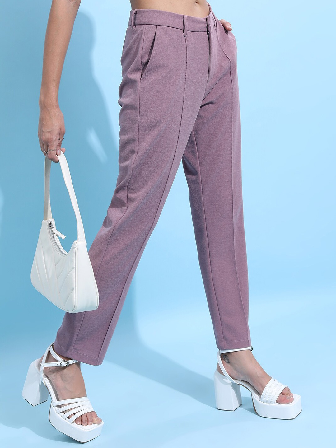 

Tokyo Talkies Women Mauve Chinos Trousers