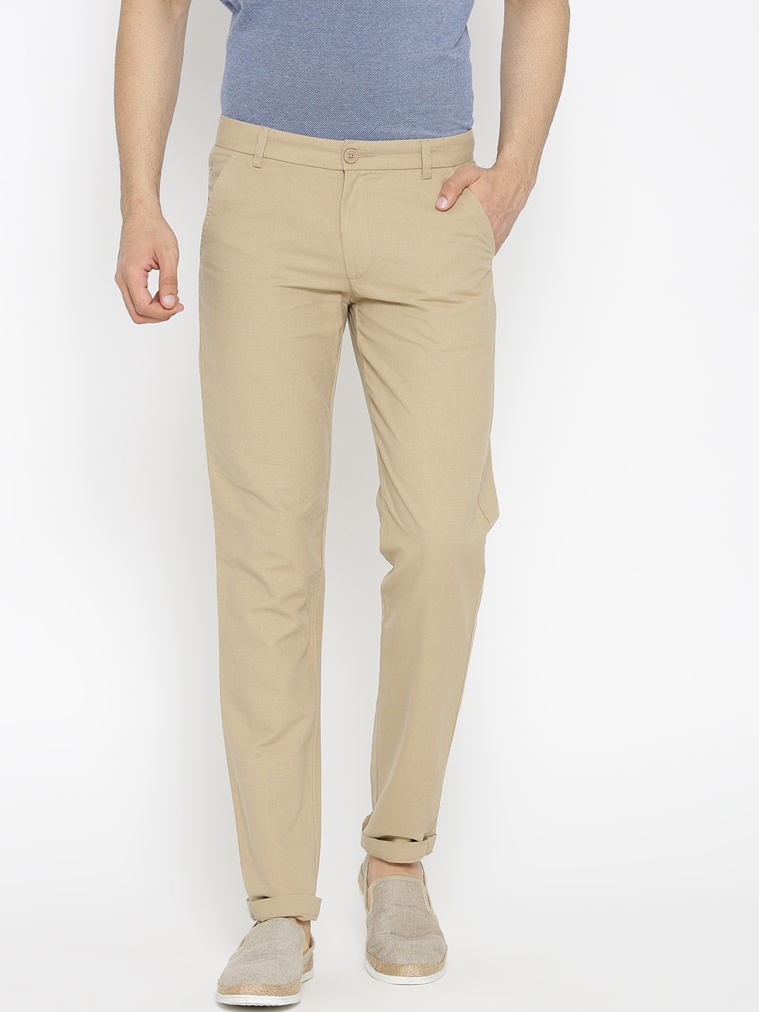 

United Colors of Benetton Men Beige Slim Fit Solid Trousers