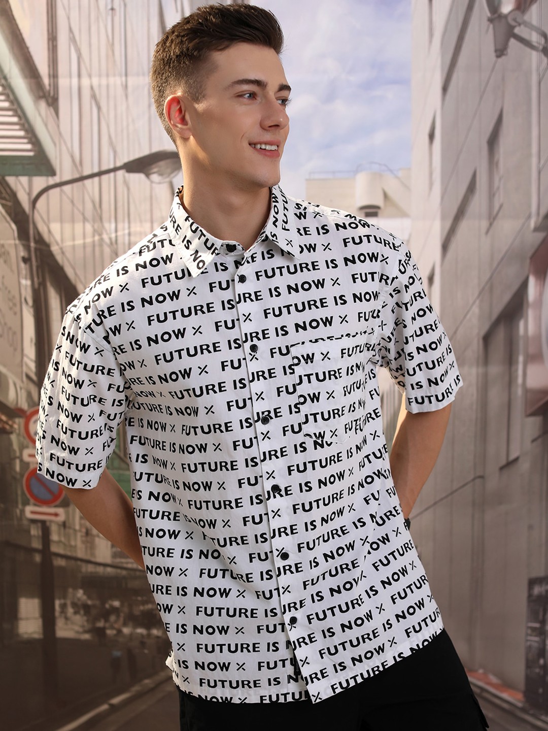 

HIGHLANDER Unisex White Black Drop Shoulder Boxy Oversized Fit Shirt