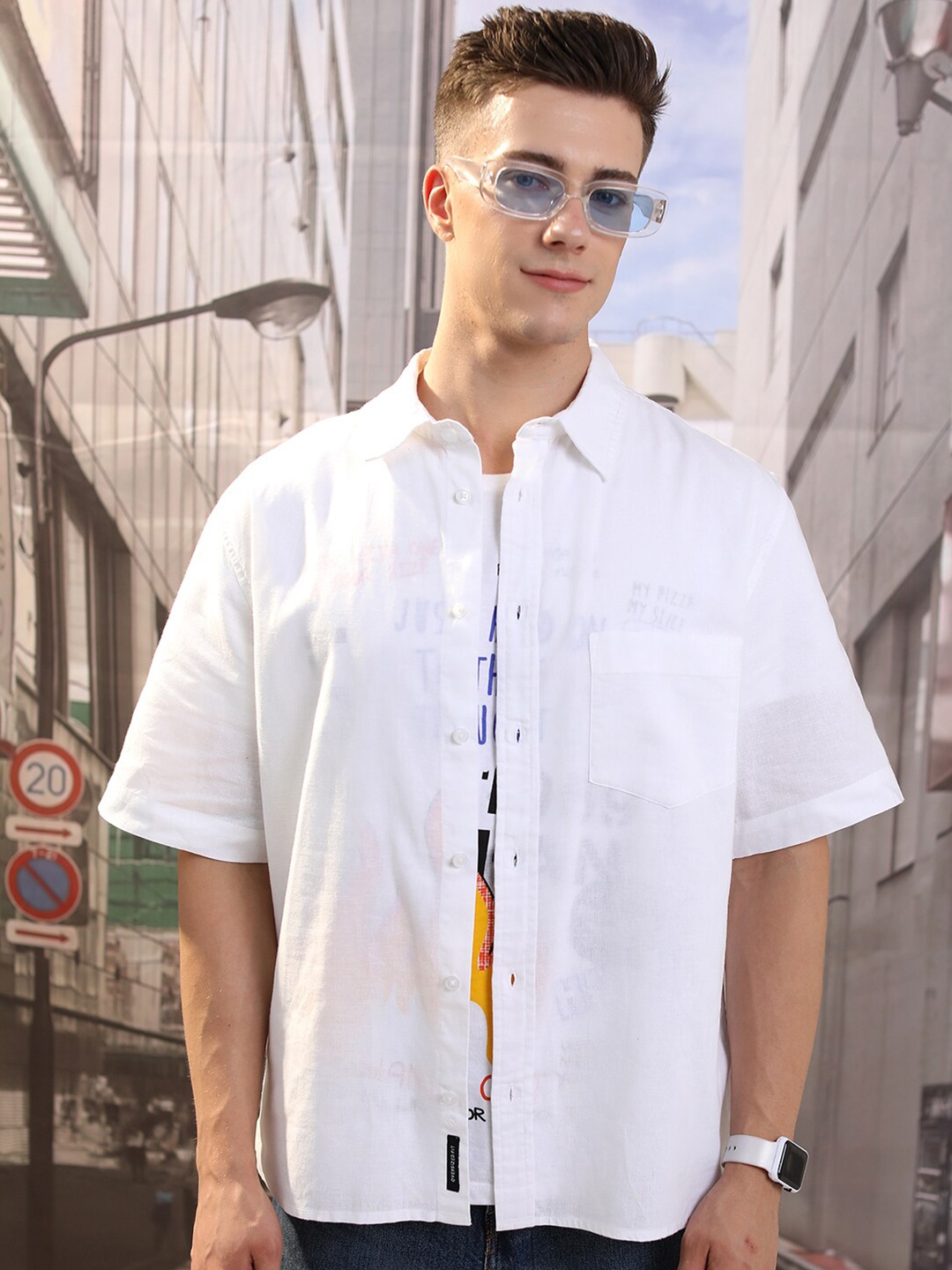 

HIGHLANDER Cotton Drop Shoulder Oversized Fit Shirt, White