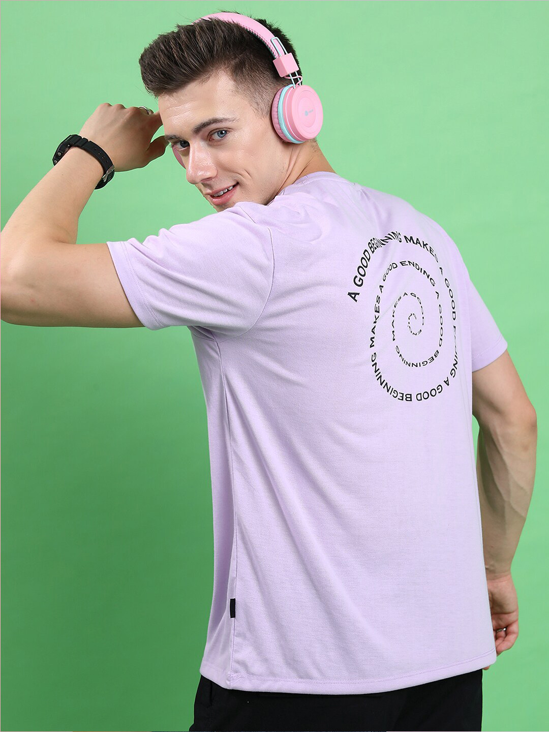 

HIGHLANDER Lavender Typography Printed Short Sleeves Slim Fit T-shirt