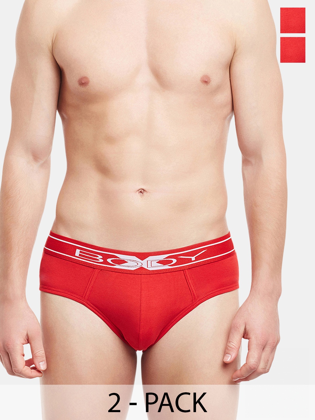 

BODYX Men Pack Of 2 Super Combed Cotton Briefs BX10B-Red-2PCS-S