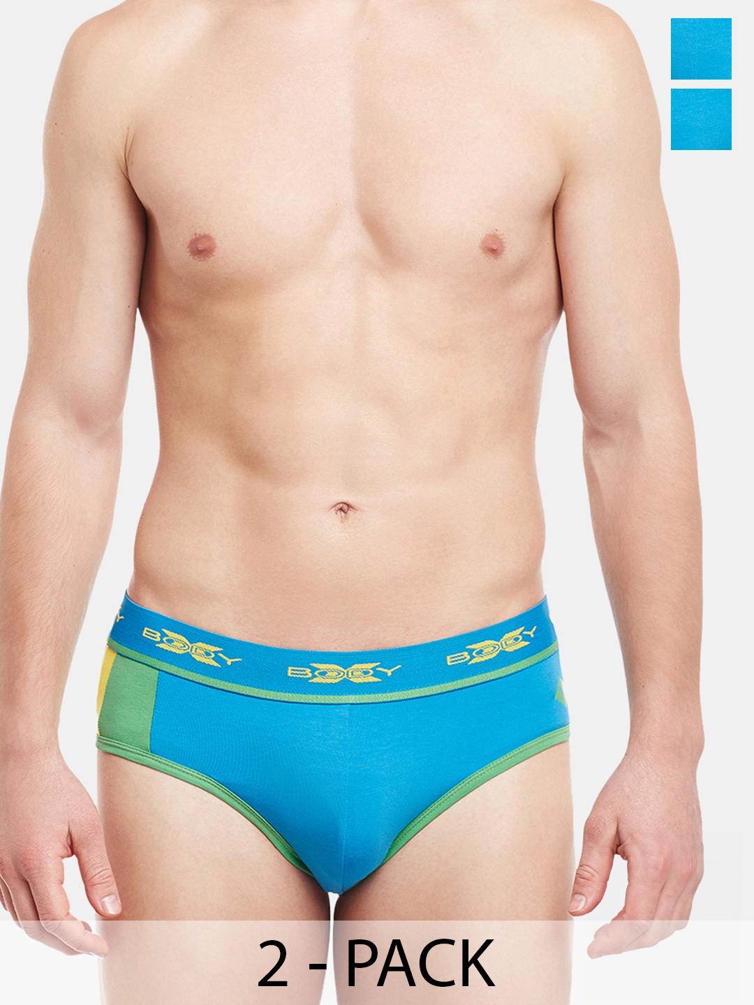 

BODYX Pack Of 2 Cotton Ribbed Briefs BX02B-BR. BLU-2PCS-S, Blue