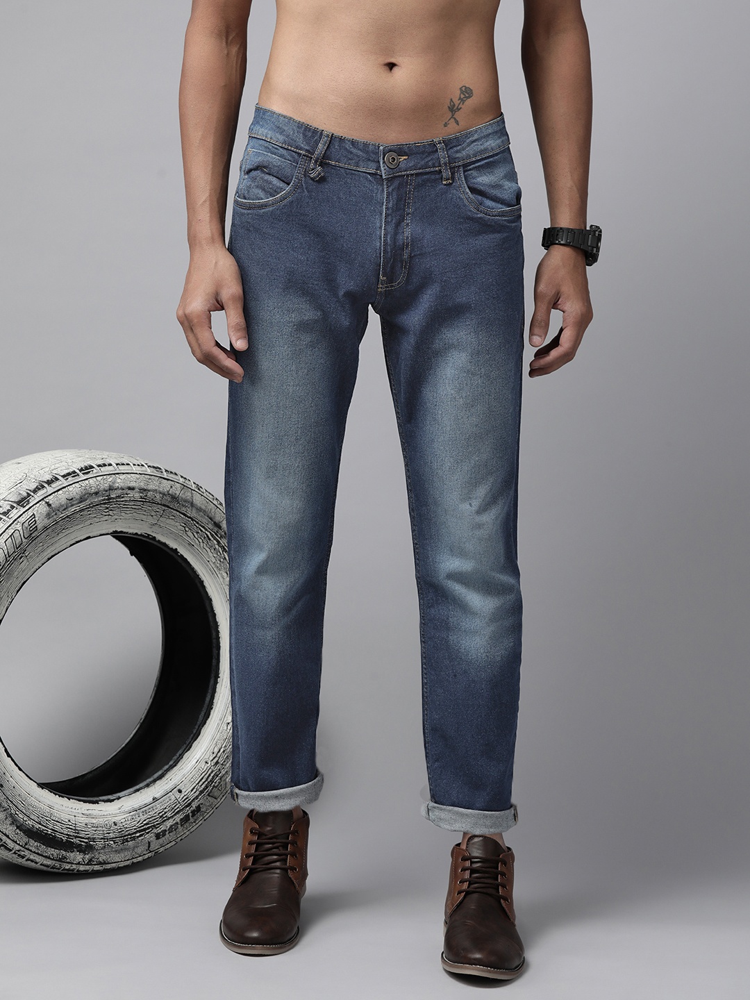 

The Roadster Lifestyle Co. Men Slim Fit Mid-Rise Clean Look Jeans, Blue