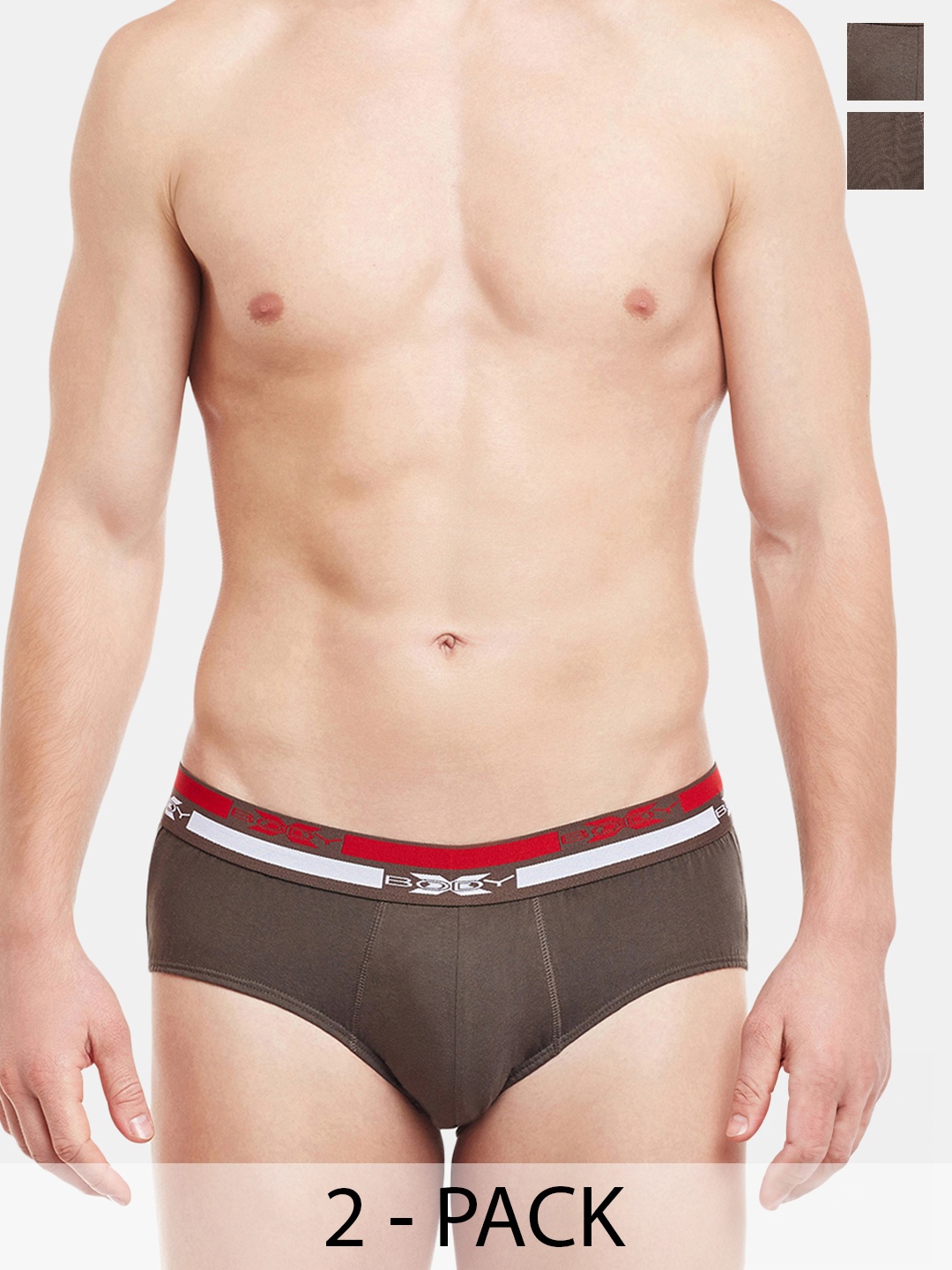 

BODYX Men Pack Of 2 Low Rise Cotton Basic Briefs BX12B-Coffe-Brown-2PCS-XL, Coffee brown