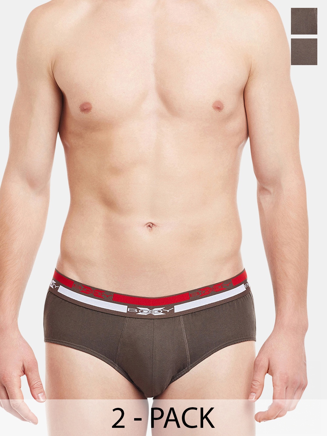 

BODYX Men Pack of 2 Cotton Basic Briefs BX12B-Coffe-Brown-2PCS-S