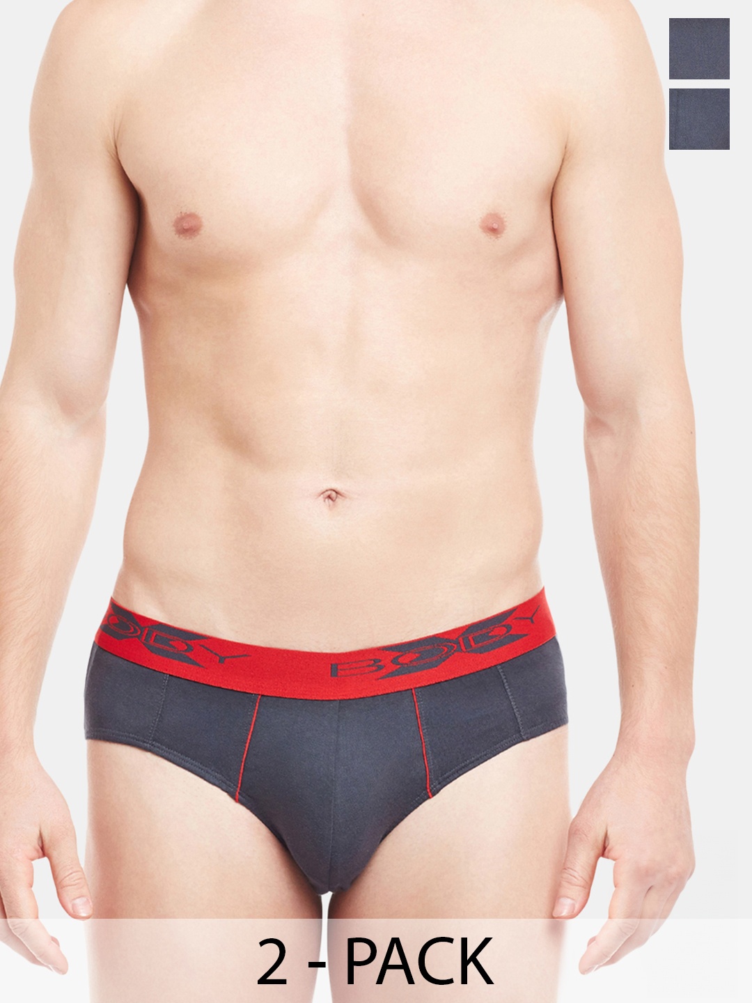 

BODYX Pack Of 2 Premium Cotton Basic Briefs BX16B, Grey