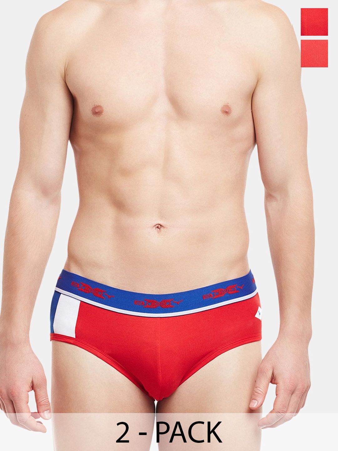 

BODYX Men Pack Of 2 Pure-Cotton Basic Briefs, Red