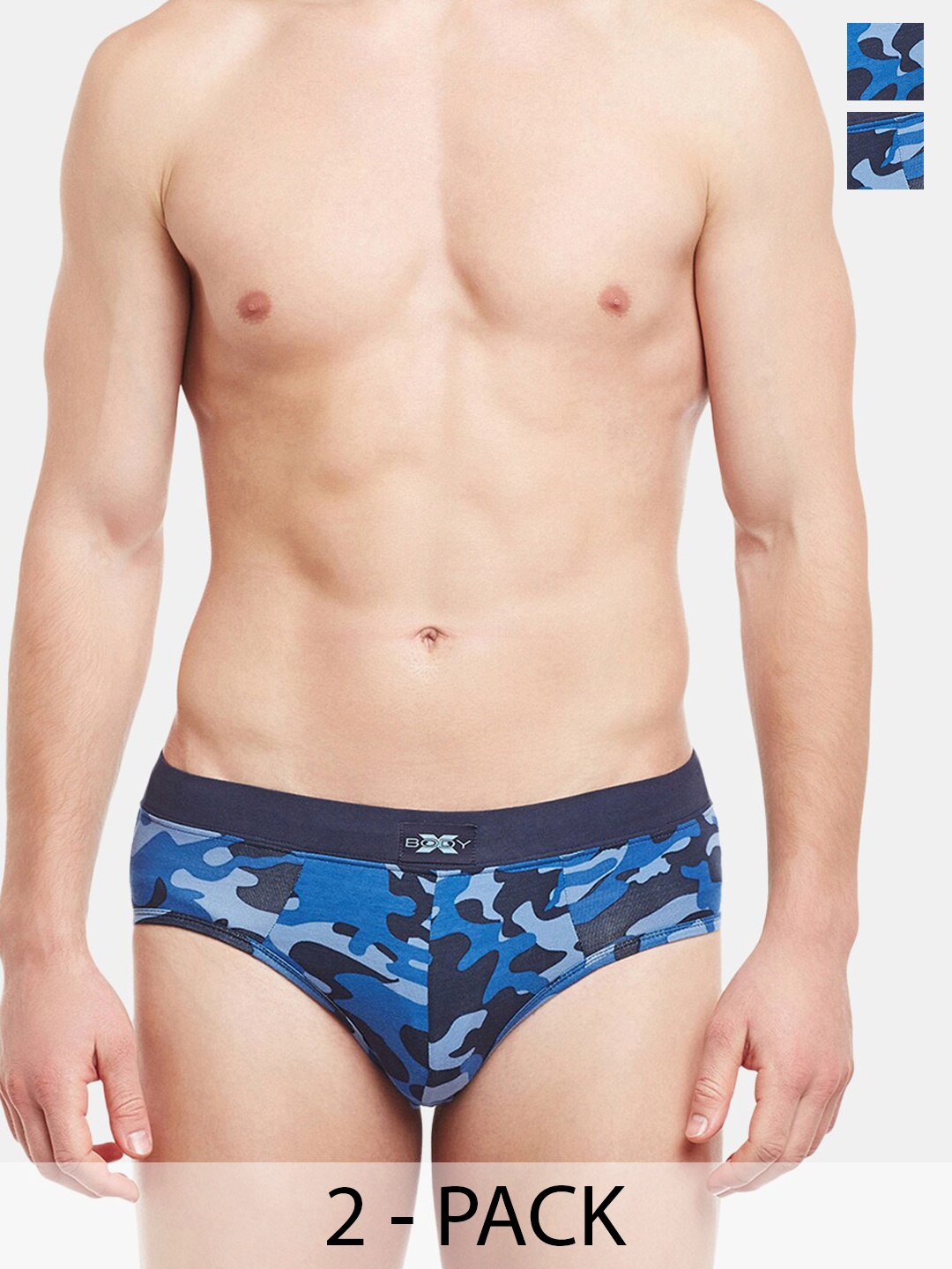 

BODYX Men Pack of 2 Printed Cotton Hipster Briefs BX06B-Camo-PRT-2PCS-XL, Blue