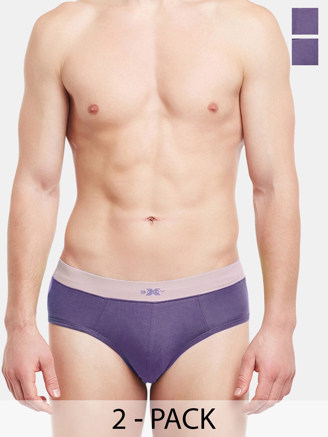 

BODYX Men Pack Of 2 Cotton Basic Briefs BX07B-Mulled-Grape-2PCS-XL, Violet