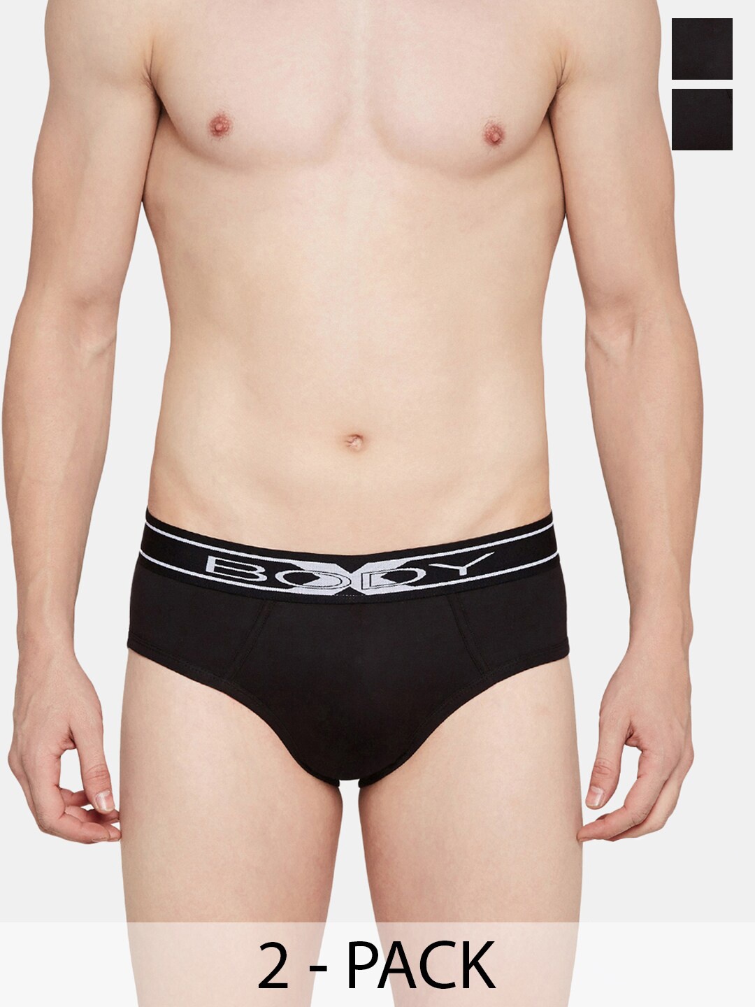 

BODYX Pack Of 2 Low-Rise Ultrasoft Cotton Basic Briefs BX10AB-Black-2PCS-XL