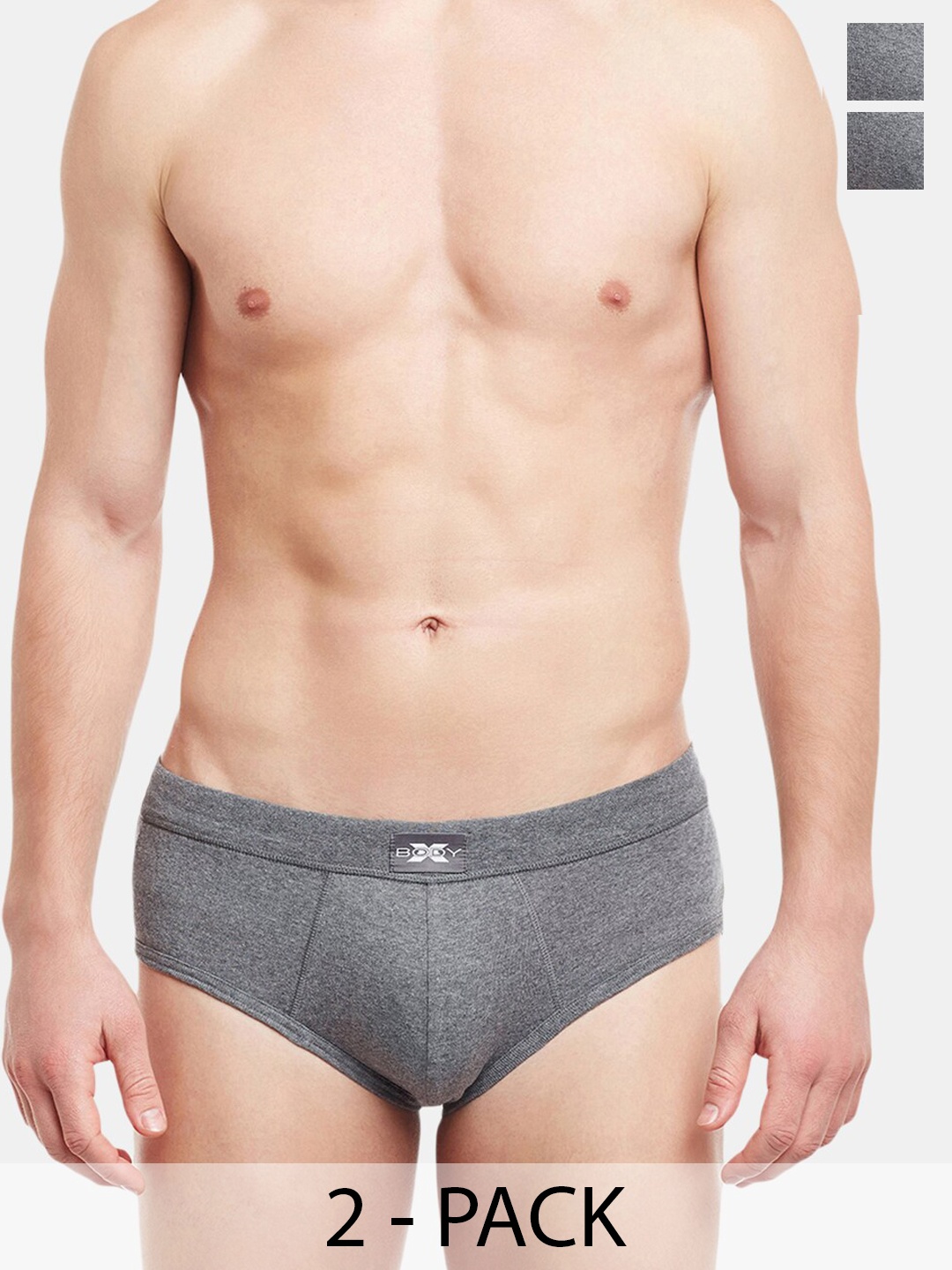 

BODYX Pack Of 2 Cotton Briefs BX14B-ST Grey-2PCS-S