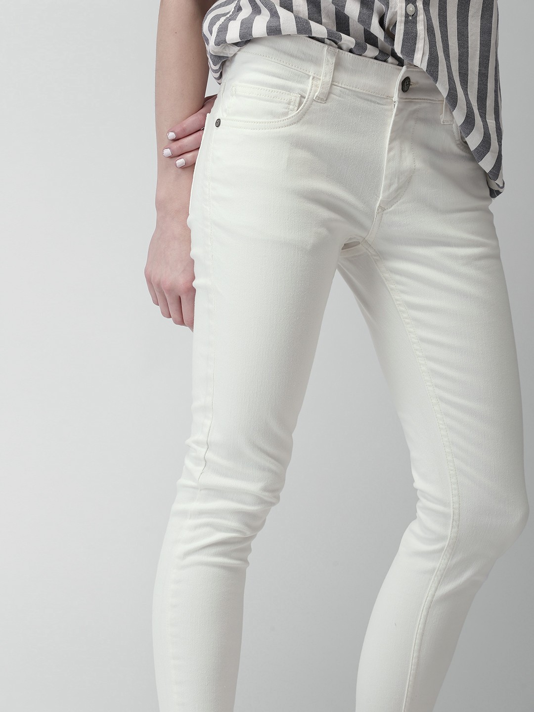 

Harvard Women White Narrow Skinny Fit Mid-Rise Clean Look Stretchable Jeans
