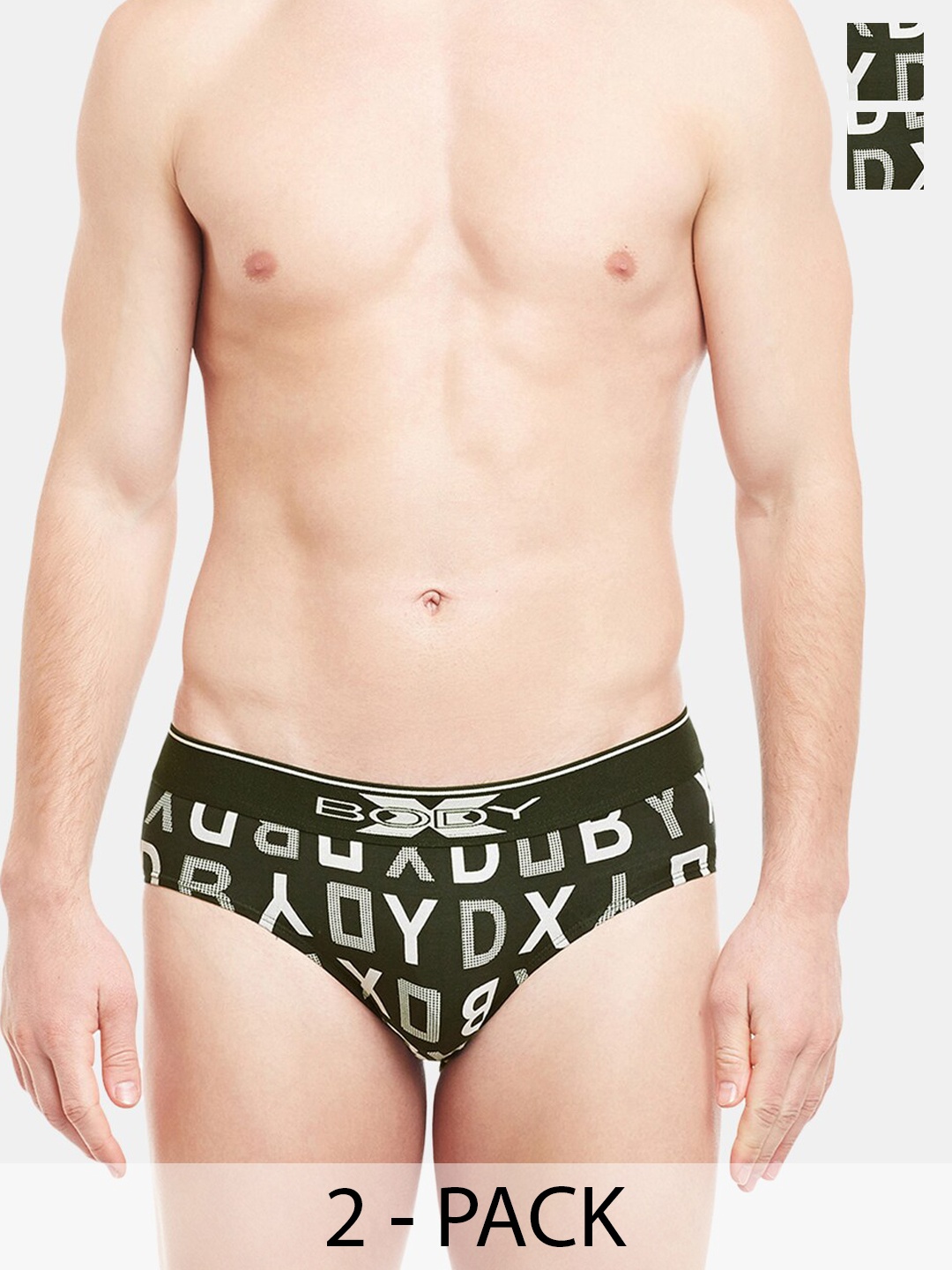 

BODYX Pack Of 2 Typographic Printed Basic Briefs BX04B-COF.B-PRT-2PCS-XL, Brown