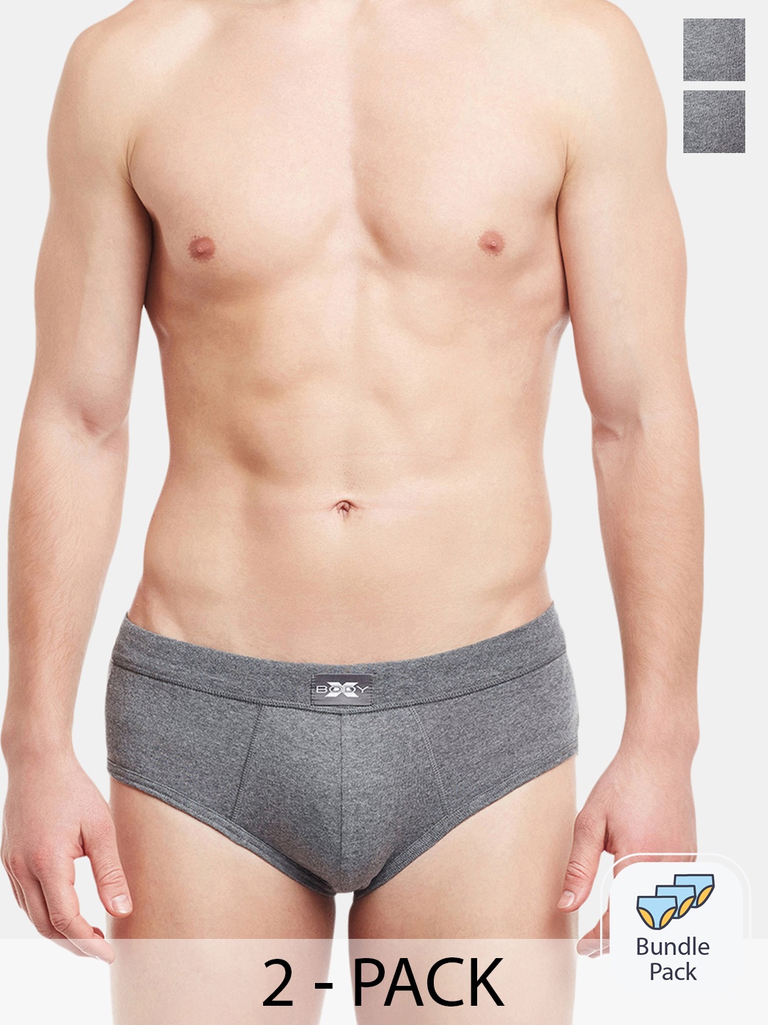 

BODYX Pack Of 2 Cotton Ribbed Briefs BX14B-ST Grey-2PCS-XL