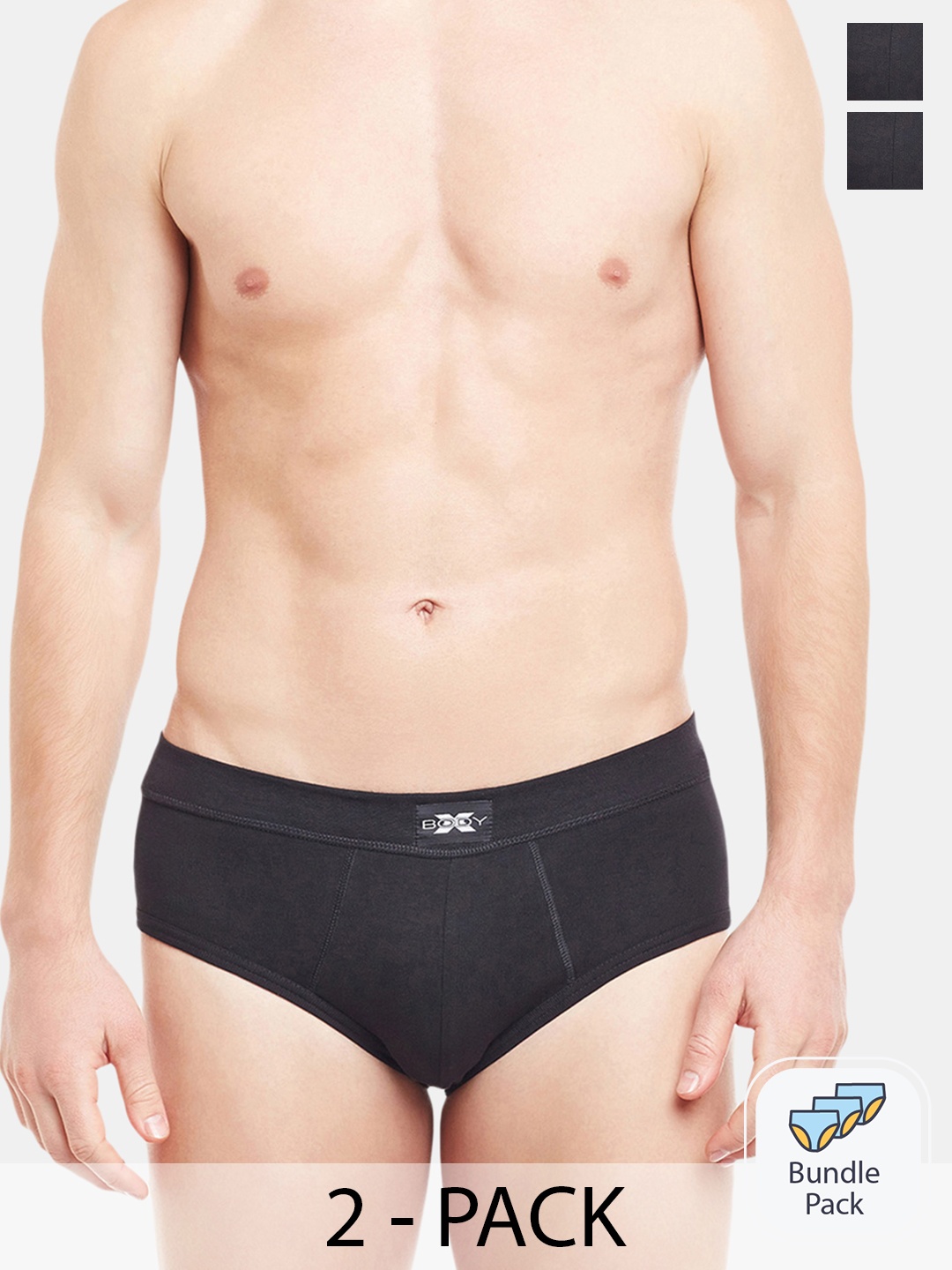 

BODYX Pack Of 2 Cotton Basic Briefs BX14B-Black-2PCS-S